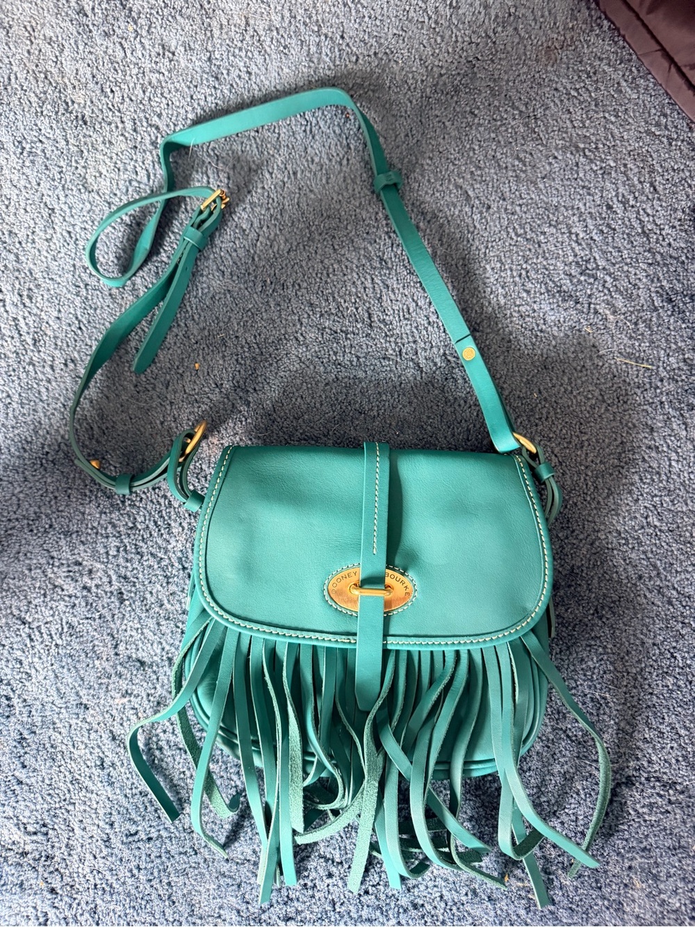 Dooney & Bourke Teal Fringe Crossbody Bag RARE